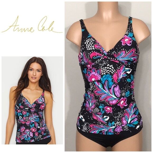 New. Anne Cole floral tankini set.  34B-32C top/ M-bottom   Retails $159 - Picture 1 of 9